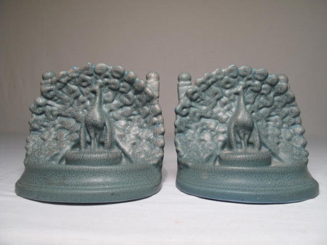 Pair Rookwood pottery peacock bookends 16c46f