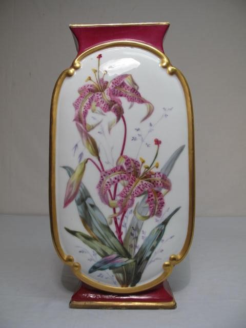 Old Paris style gilt vase. Painted with