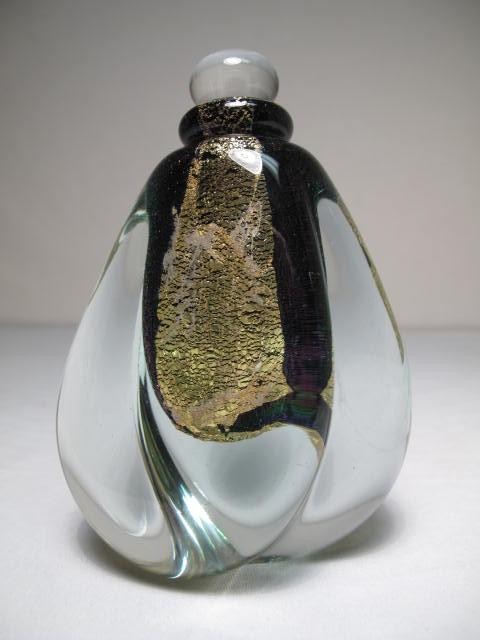 A signed Eckholt art glass scent bottle.