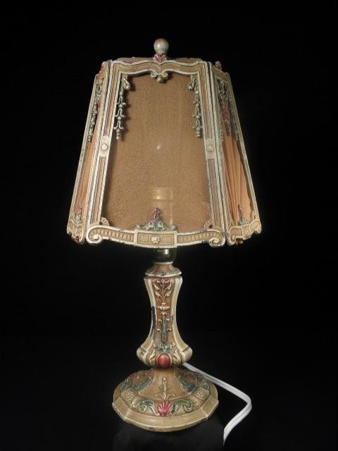 Art Deco lamp with polychrome cold painted