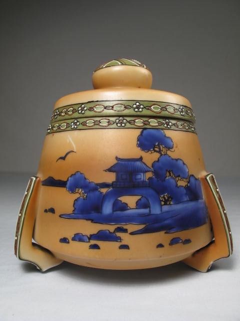 Nippon porcelain tobacco jar. Hand painted