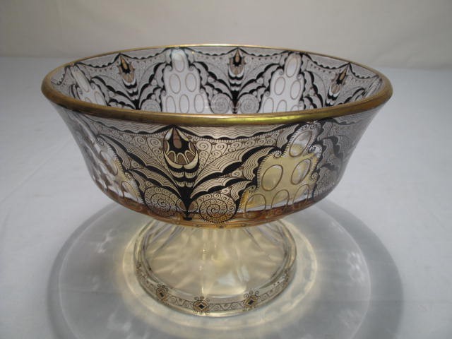 Steinschonau enameled glass bowl. Circa