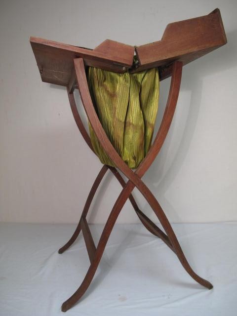 Antique folding sewing stand. Lock