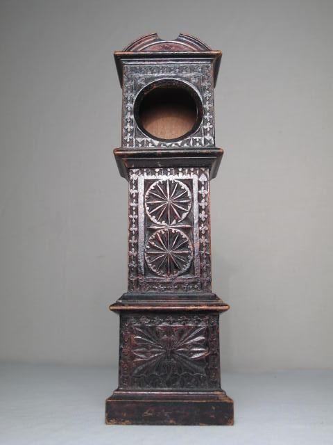 Folk art tall case pocket watch holder.