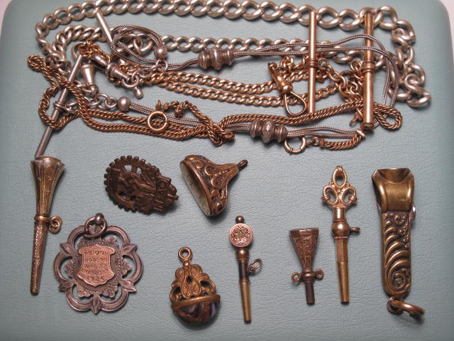 Lot of assorted watch chains key