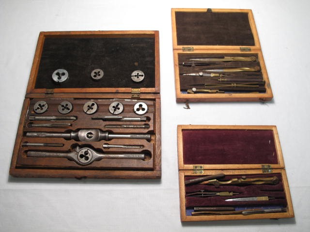 Lot of antique tools. Includes a threading