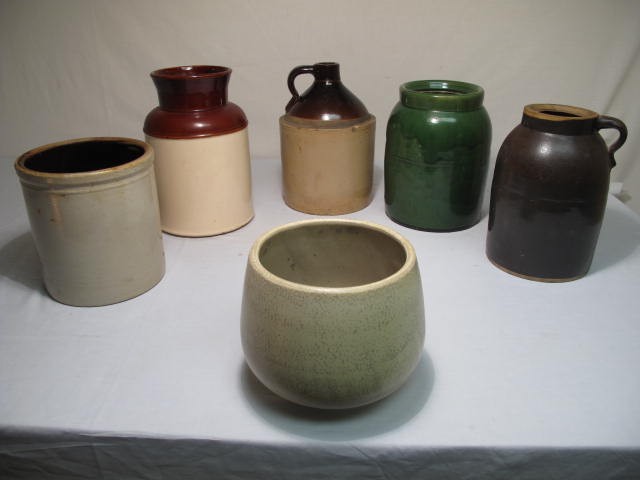 Group lot of assorted pottery jugs and