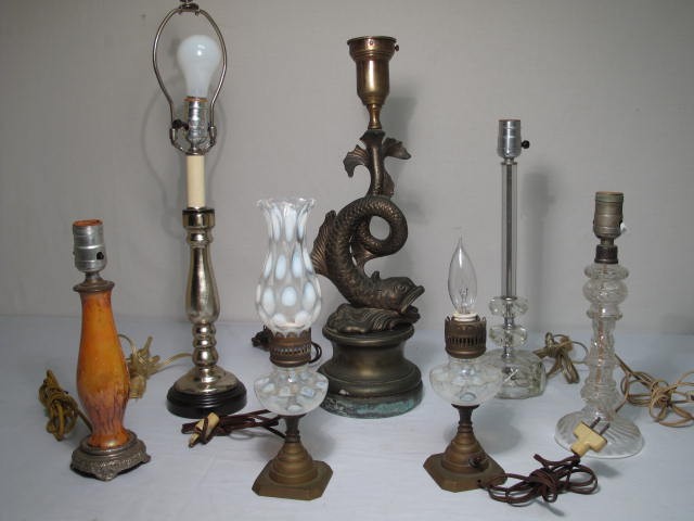 An assortment of vintage table lamps