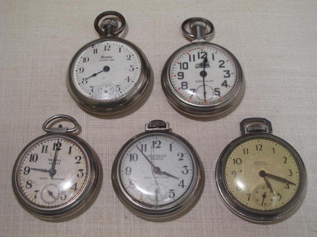 Lot of five Westclox pocket watches.