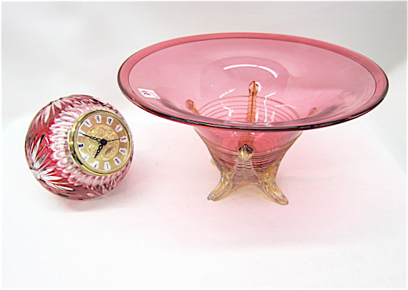 ART GLASS BOWL CUT GLASS CLOCK 16f30e