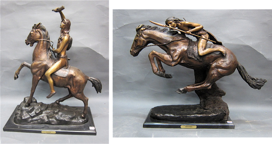 TWO WESTERN BRONZE SCULPTURES after