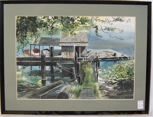 TIDALWATER DOCK WATERCOLOR ON PAPER 16f3cf