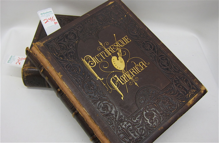 PICTURESQUE AMERICA TWO VOLUMES LEATHER-BOUND