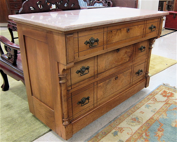 VICTORIAN LOW CHEST OF DRAWERS Eastlake