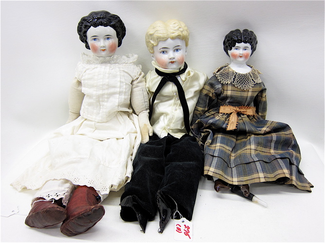 THREE 20TH CENTURY CHINA HEAD DOLLS