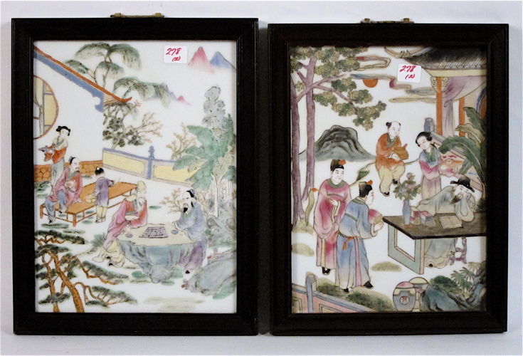 PAIR CHINESE HAND PAINTED GENRE