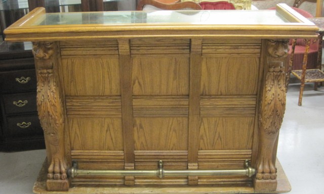 CARVED AND PANELED OAK FRONT BAR 16f435