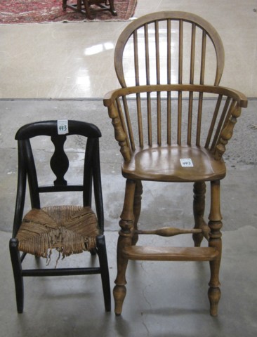 TWO CHILD'S ANTIQUE CHAIRS: Windsor