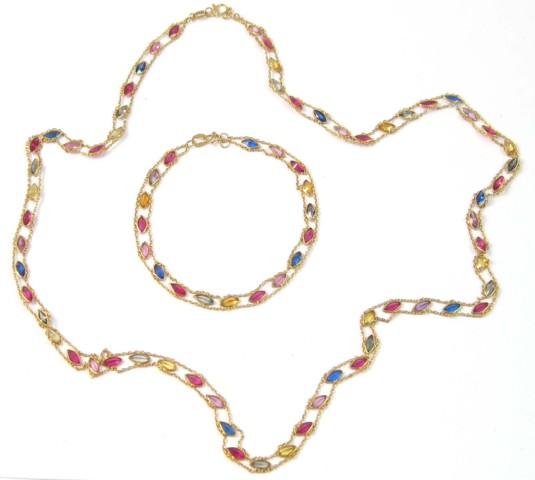 SYNTHETIC SAPPHIRE NECKLACE AND