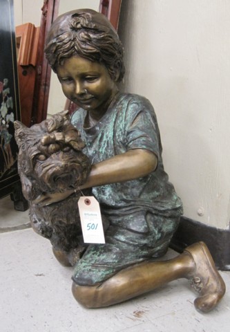 PATINATED BRONZE SCULPTURES kneeling