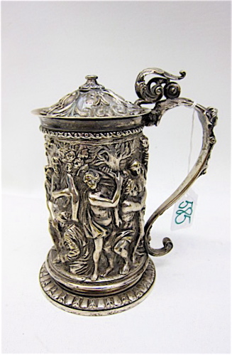 SILVERPLATED TANKARD relief decoration