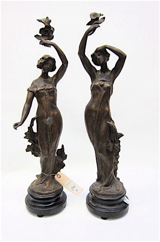 PAIR VICTORIAN SPELTER FIGURES: