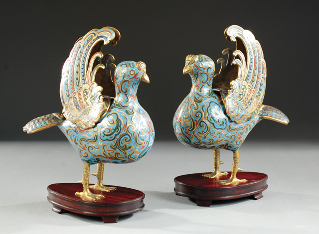 PAIR CHINESE CLOISONNE ENAMEL AND