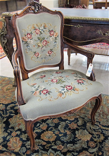 LOUIS XV STYLE NEEDLEPOINT FAUTEUIL 16f5ee