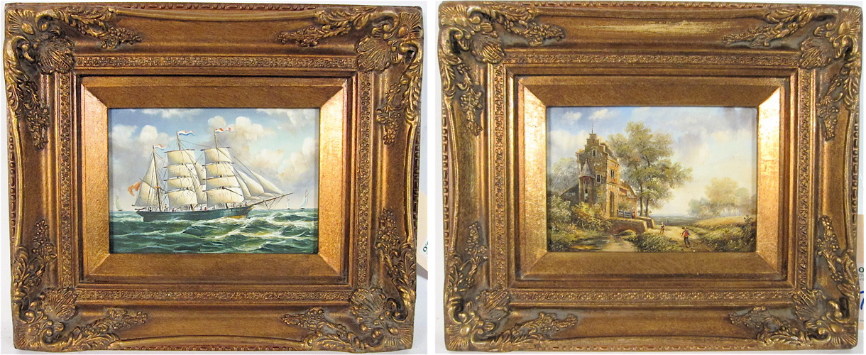 TWO OILS ON BOARD One depicting a French