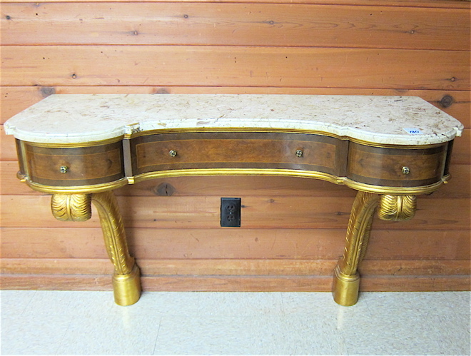 FEDERAL STYLE BURL AND GILTWOOD CONSOLE
