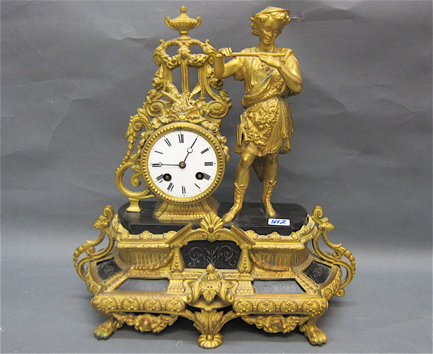 FIGURAL GILT METAL STATUE CLOCK 16f612