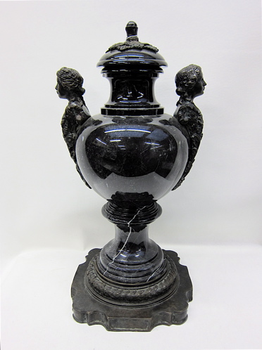 MARBLE AND BRONZE COVERED URN featuring