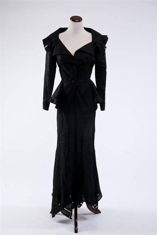 THIERRY MUGLER BLACK LINEN JACKET AND