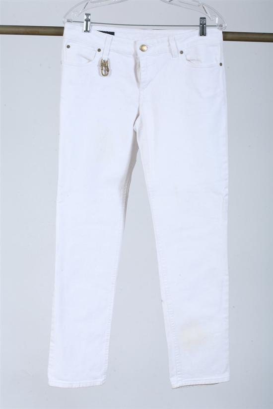 PAIR GUCCI WHITE COTTON DENIM PANTS 16f68d