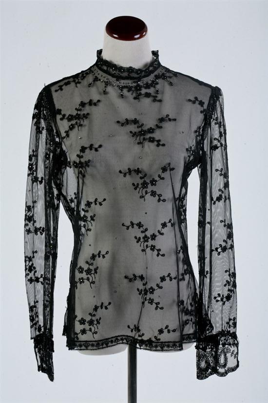 BLACK BEADED LACE BLOUSE Lace. Completely