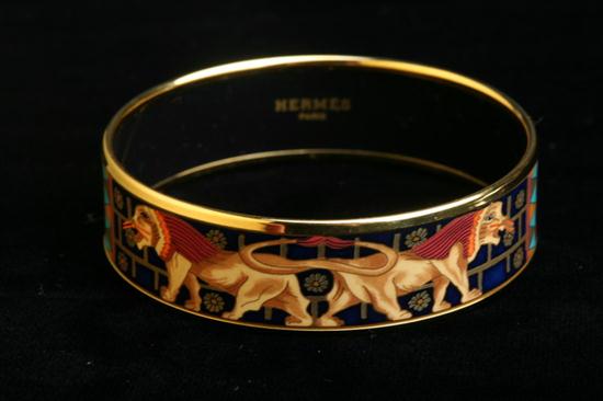 HERM?S ENAMELLED AND GOLD-PLATED BANGLE