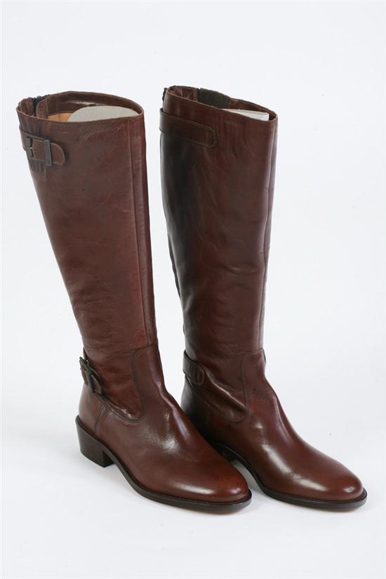 PAIR ITALIAN BROWN LEATHER ''RIDING''