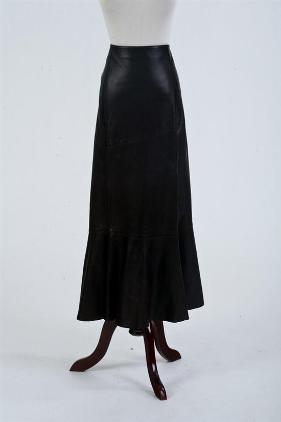 VESPUCCI LONG BROWN LEATHER SKIRT