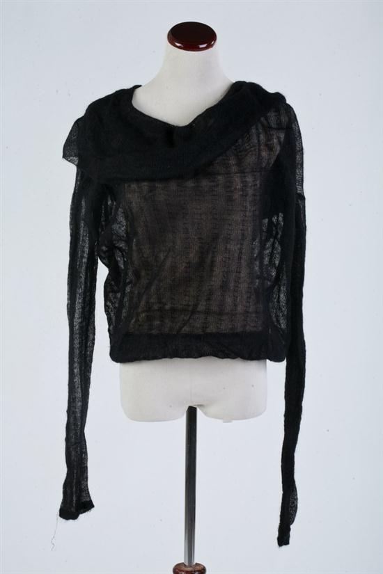 JOHN GALLIANO BLACK AND TAN SHEER BLOUSE