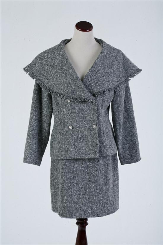 CHRISTIAN DIOR GREY AND WHITE TWEED