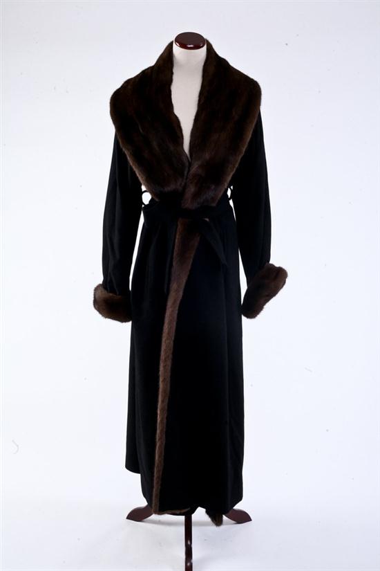 FRENCH BLACK CASHMERE AND MINK-TRIMMED