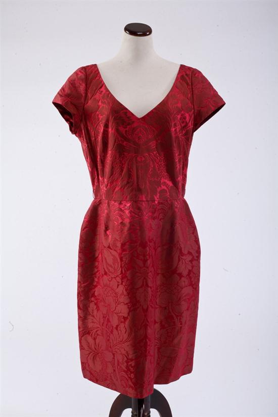 OSCAR DE LA RENTA RED BROCADE COCKTAIL