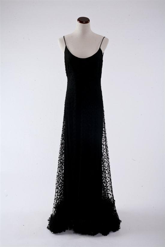 EVELYN BYRNES BLACK EVENING GOWN. Sheer