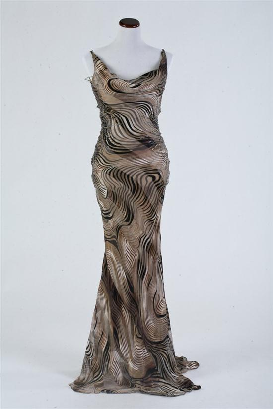 NAEEM KHAN BROWN STRIPED AND BEADED 16f762