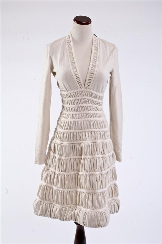 ALA A CREAM WOOL FLOUNCED DRESS 16f772