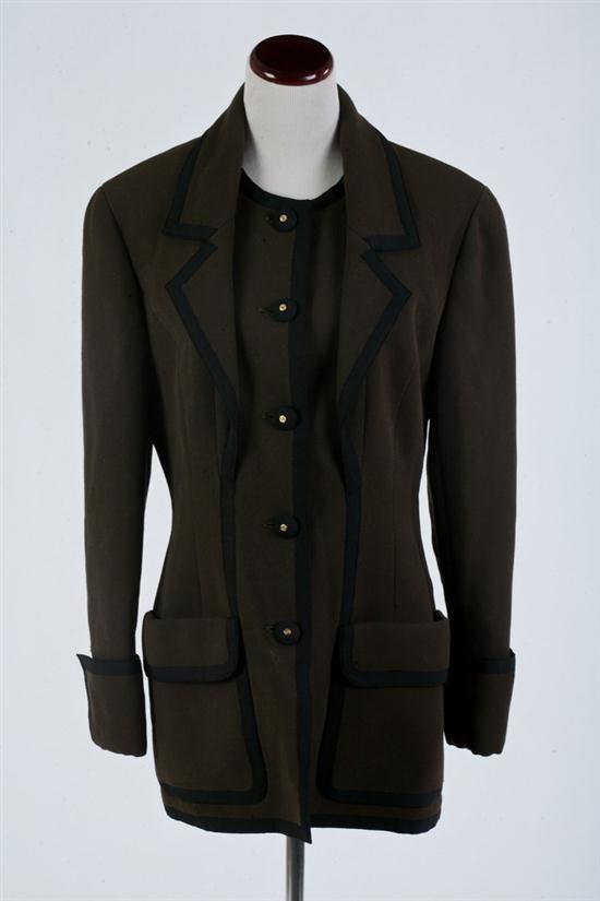 CHANEL BROWN WOOL JACKET WITH BLACK