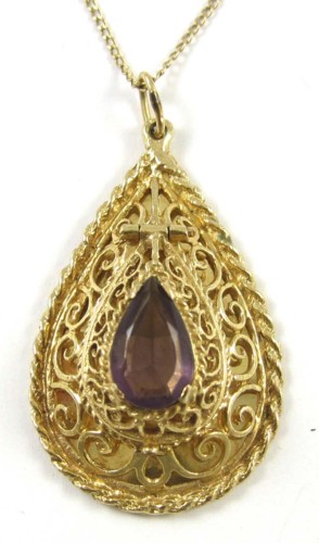 AMETHYST YELLOW GOLD PENDANT NECKLACE 16f79e