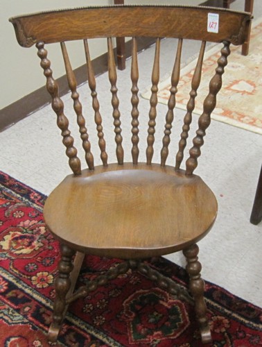 LATE VICTORIAN OAK SPINDLE-BACK ROCKER