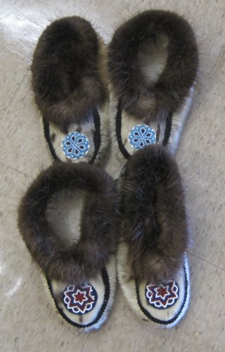 TWO PAIR INUIT HAND MADE MOCCASINS 16f85c
