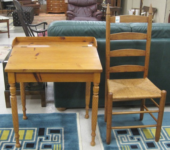 PINE WRITING DESK AND LADDER-BACK